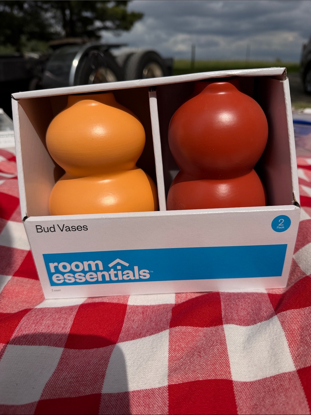 Room Essentials 2-Pack Gourd Bud Vases — Bright Orange & Terracotta Red